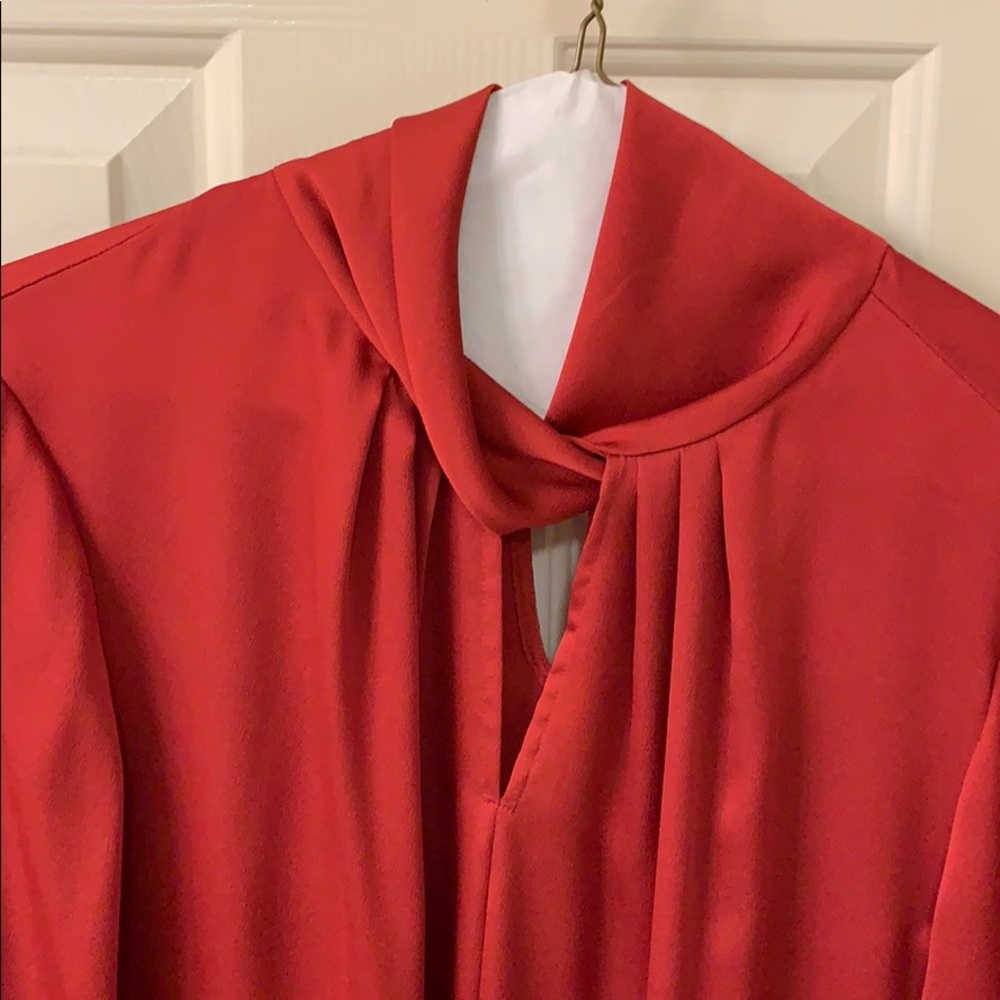 Vince Camuto Red Blouse With Flutter Sleeves - image 3